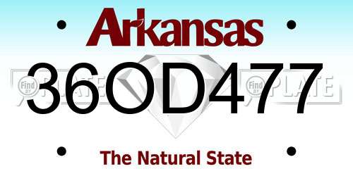 36OD477 Arkansas License Plate