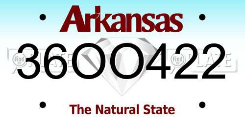 36OO422 Arkansas License Plate