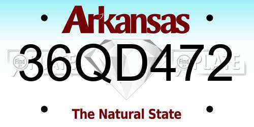 36QD472 Arkansas License Plate