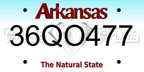 36QO477 Arkansas License Plate
