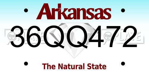36QQ472 Arkansas License Plate