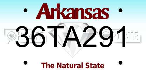 36TA291 Arkansas License Plate