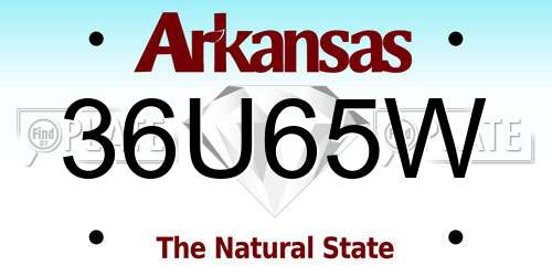 36U65W Arkansas License Plate