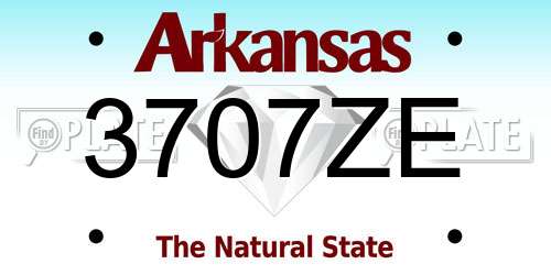 3707ZE Arkansas License Plate
