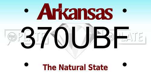 370UBF Arkansas License Plate