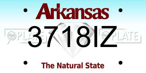 3718IZ Arkansas License Plate