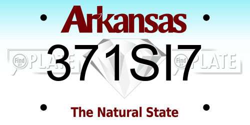 371SI7 Arkansas License Plate