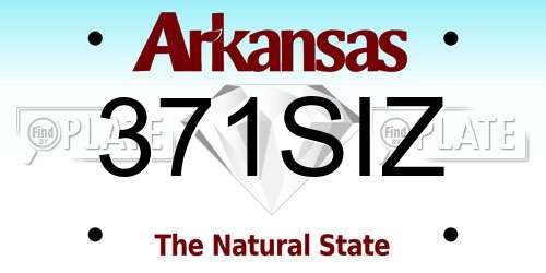 371SIZ Arkansas License Plate