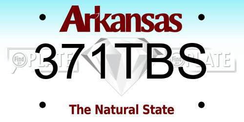 371TBS Arkansas License Plate