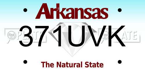 371UVK Arkansas License Plate