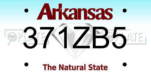 371ZB5 Arkansas License Plate