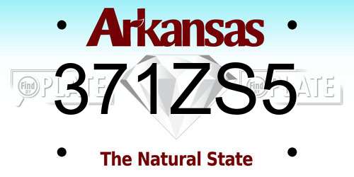 371ZS5 Arkansas License Plate