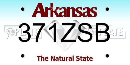 371ZSB Arkansas License Plate