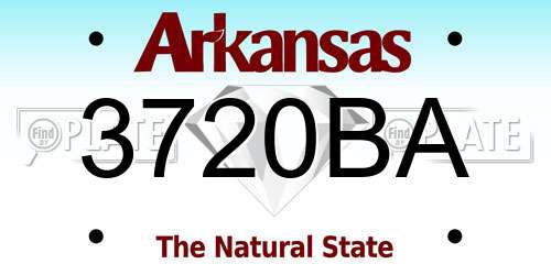 3720BA Arkansas License Plate