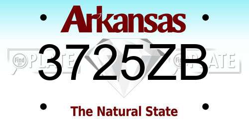 3725ZB Arkansas License Plate