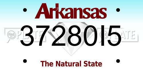 37280I5 Arkansas License Plate