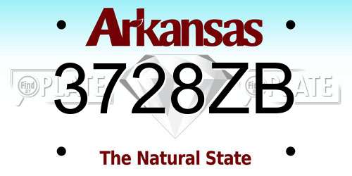 3728ZB Arkansas License Plate