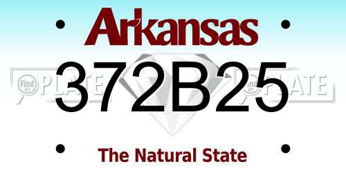372B25 Arkansas License Plate