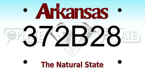 372B28 Arkansas License Plate