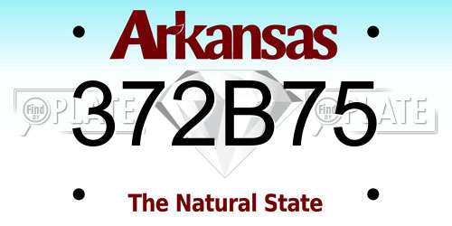 372B75 Arkansas License Plate