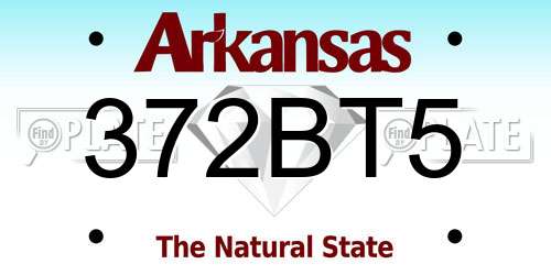 372BT5 Arkansas License Plate