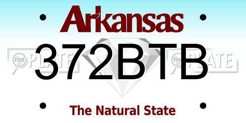 372BTB Arkansas License Plate