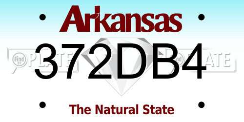 372DB4 Arkansas License Plate
