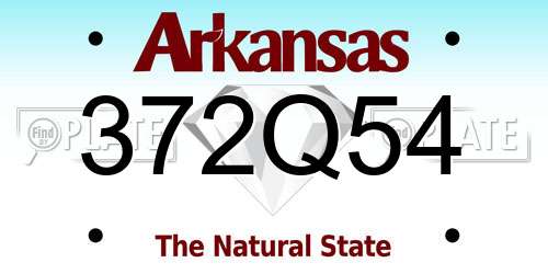 372Q54 Arkansas License Plate