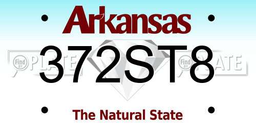 372ST8 Arkansas License Plate