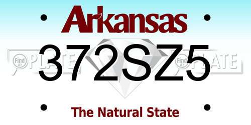 372SZ5 Arkansas License Plate
