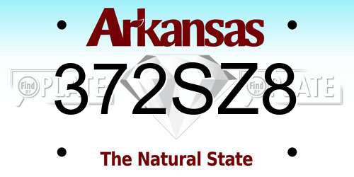 372SZ8 Arkansas License Plate