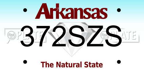 372SZS Arkansas License Plate
