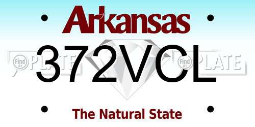 372VCL Arkansas License Plate