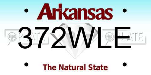 372WLE Arkansas License Plate