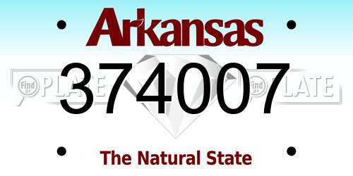 374007 Arkansas License Plate
