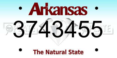 3743455 Arkansas License Plate