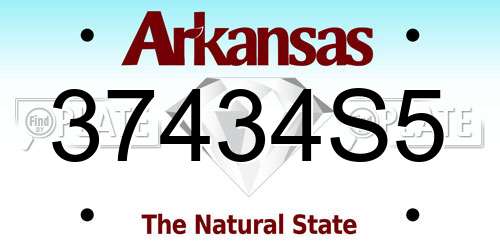 37434S5 Arkansas License Plate