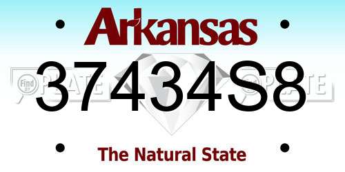 37434S8 Arkansas License Plate