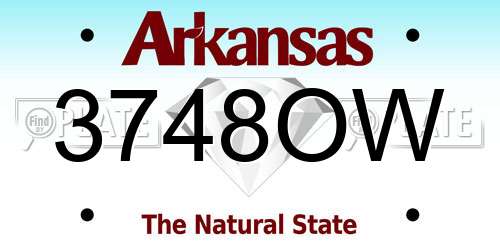 3748OW Arkansas License Plate