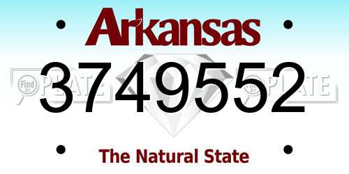 3749552 Arkansas License Plate
