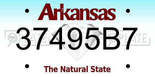 37495B7 Arkansas License Plate
