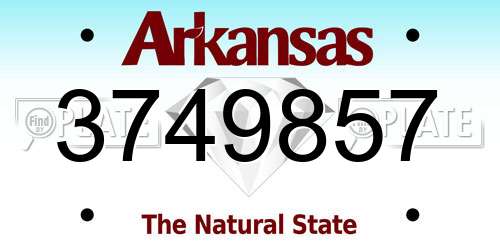 3749857 Arkansas License Plate