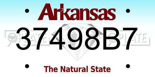 37498B7 Arkansas License Plate