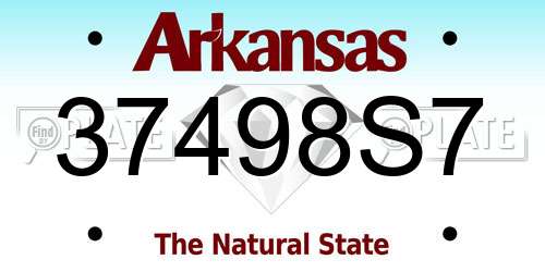 37498S7 Arkansas License Plate