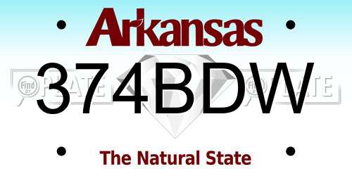 374BDW Arkansas License Plate