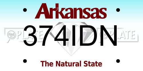 374IDN Arkansas License Plate