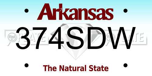 374SDW Arkansas License Plate