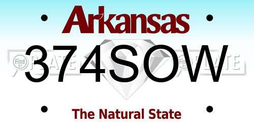 374SOW Arkansas License Plate