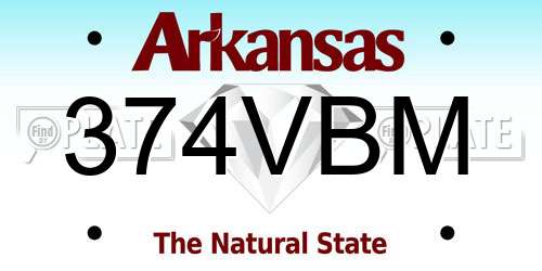 374VBM Arkansas License Plate