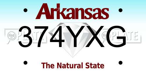 374YXG Arkansas License Plate